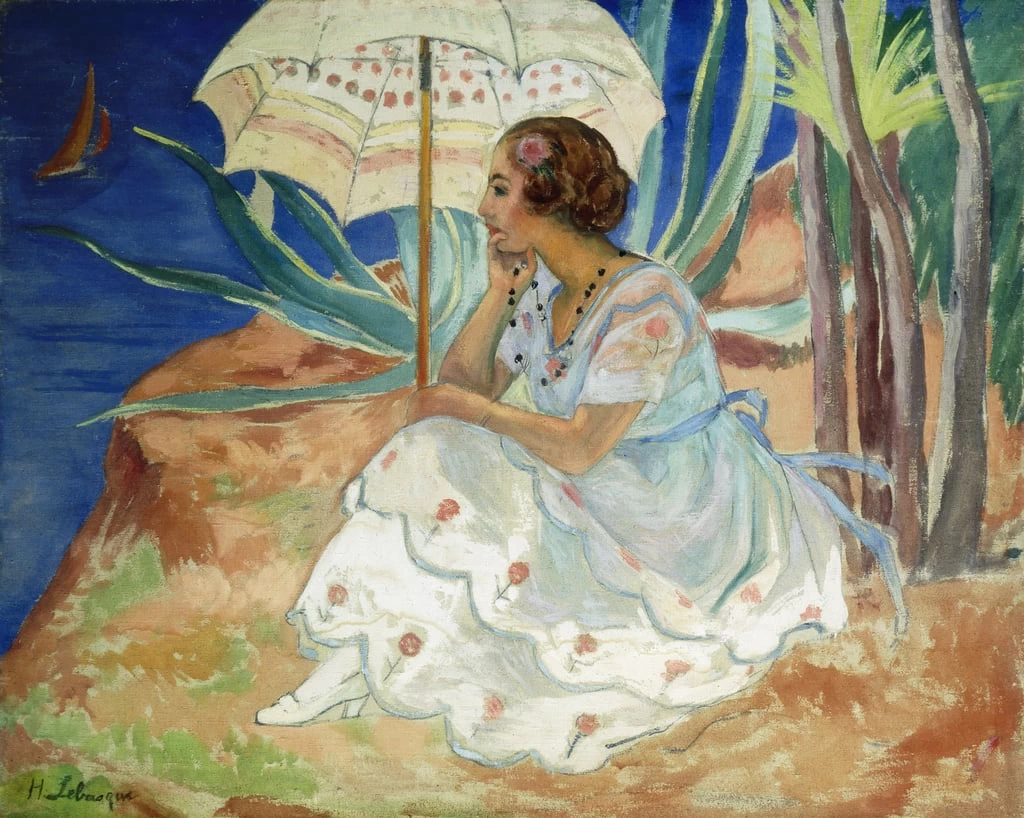 Giovane donna con un ombrello, 1918